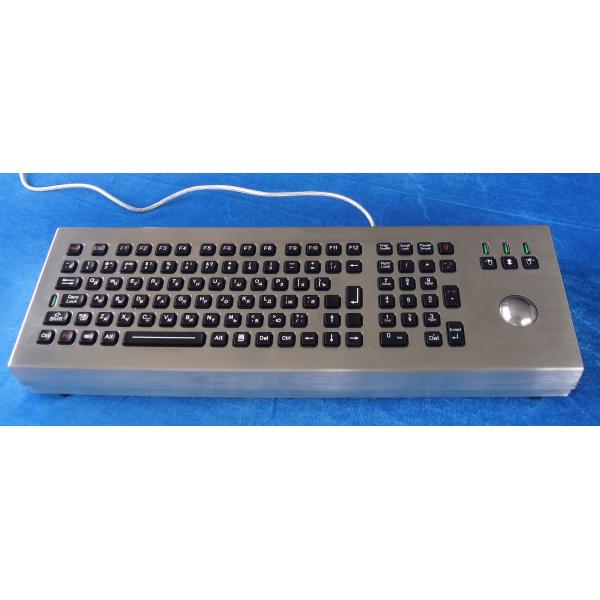 106 USB industrial brushed steel Keyboard with laser trackball backlight included