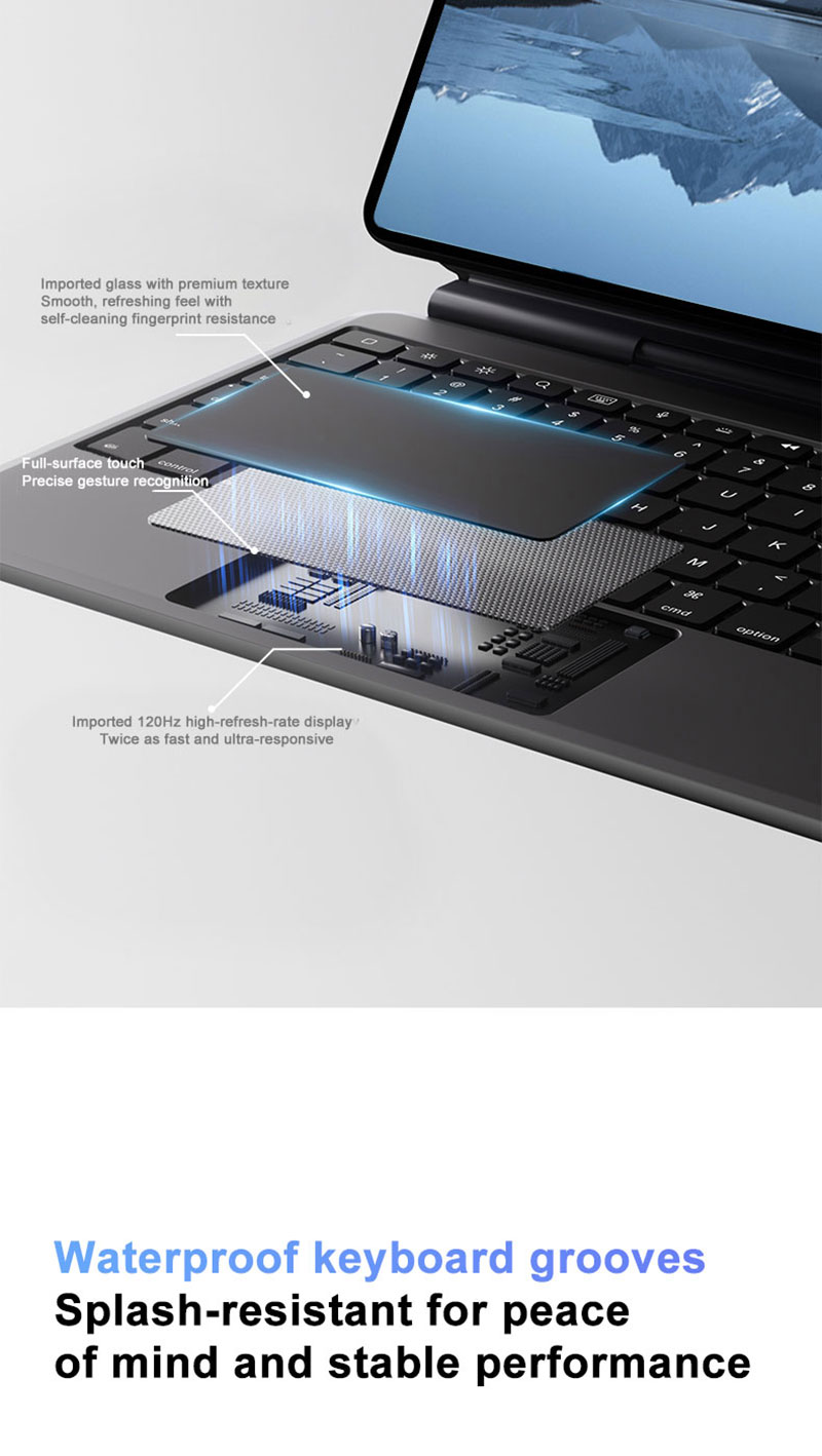 Smart Folio Magnetic Keyboard with Multi-Touch Trackpad Wireless Bluetooth Floating Stand for iPad Air 13 Pro 12.9 Inch