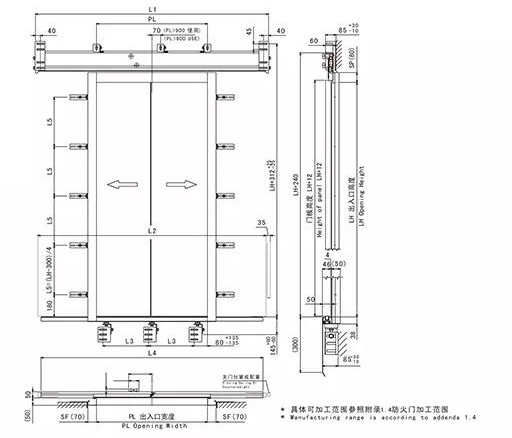 Fire-Proof Two Panels Centre Opening Door For Elevator Lift