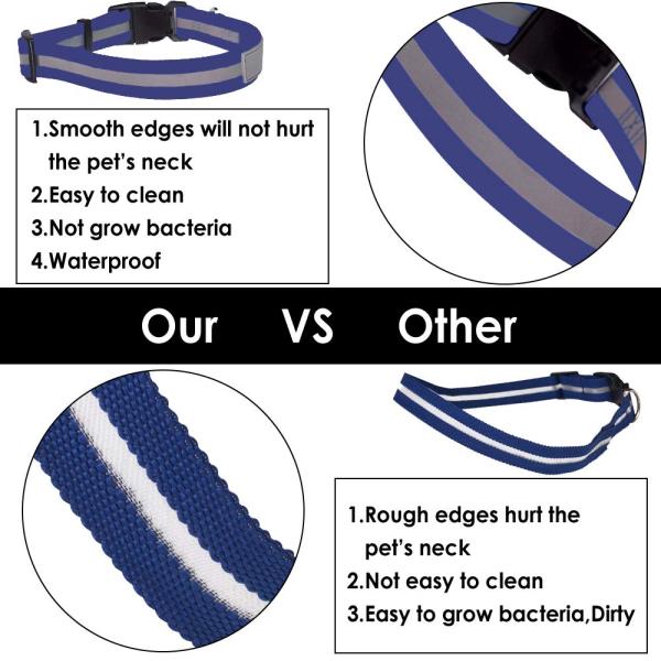 Easy Cleaning Waterproof Reflective Personalized Dog Collars Polyester Webbing