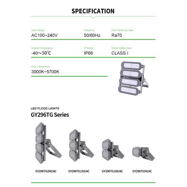 Modular IP66 200w Led Dimmable Flood Lights Heat Extraction