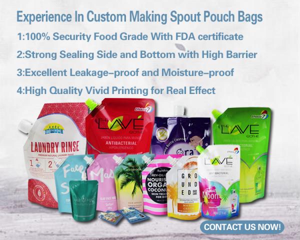 printed aluminium foil plastic side gusset liquid stand up pouch water reusable shampoo pouch with spout packaging