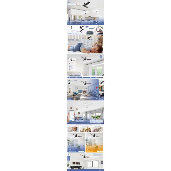1stshine Ceiling Fan Without Light Timer Simple Design 3 Rotary Vane ABS Blade DC Motor