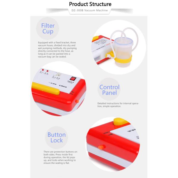 DZ-300B Handheld Manual Portable Vacuum Sealer With Filter 280mm ABS