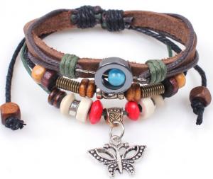 China Nimesulide Muzhu butterfly fashion bracelet bracelet handmade leather bracelet on sale