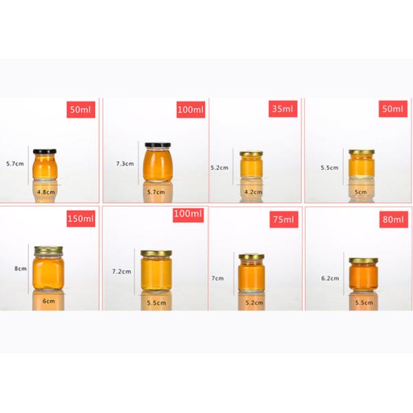 Mini Glass Honey Jars , Empty Honey Bottles 25ml 35ml 75ml 100ml