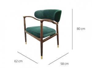 China Skin Friendly Light Luxury Hotel Furniture Solid Wood Armrest Silky Velvet Dining Chair on sale