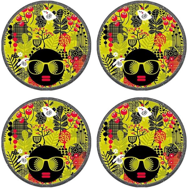 Natural Rubber Round Drink Coasters Modern Style Pattern Design