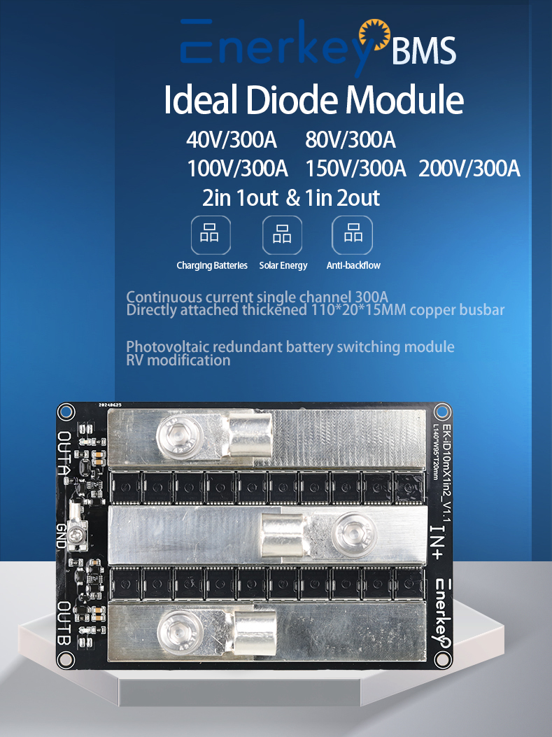 80V Ideal Diode 300A Dual Channel Photovoltaic Redundant Battery Switching Module