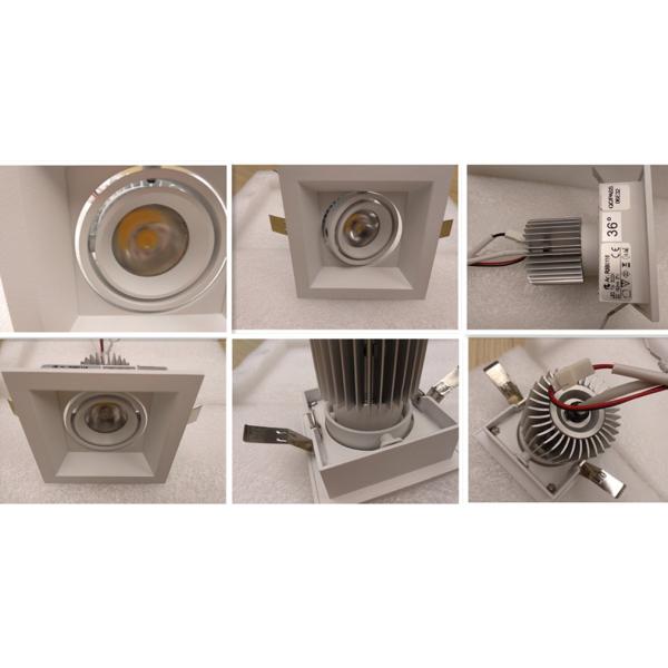 Square 7W 2700K LED Recessed Ceiling Downlight With Tiltable 25deg