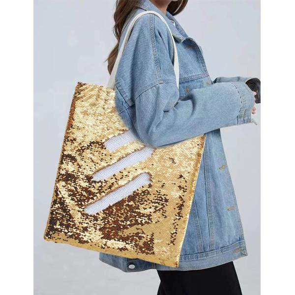 Customizable DIY Sublimation Blanks Magic Reversible Sequin Tote Bag 40*34cm