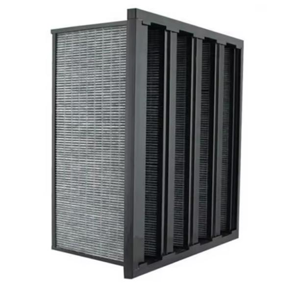 Compact Air Filters For HVAC Systems , Carbon Fiberglass Filter V Bank Hepa Filters