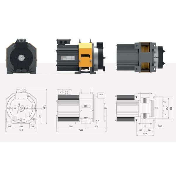 Sheave 240mm Elevator Gearless Traction Machine For Passenger Elevator