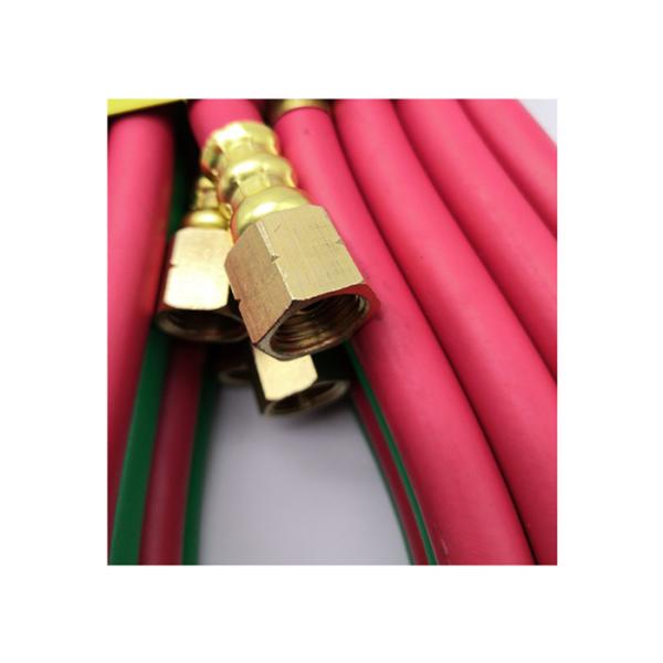 Red And Green Synthetic Rubber Twin Hose With BB Hose Fittings 1/4" X 12.5"