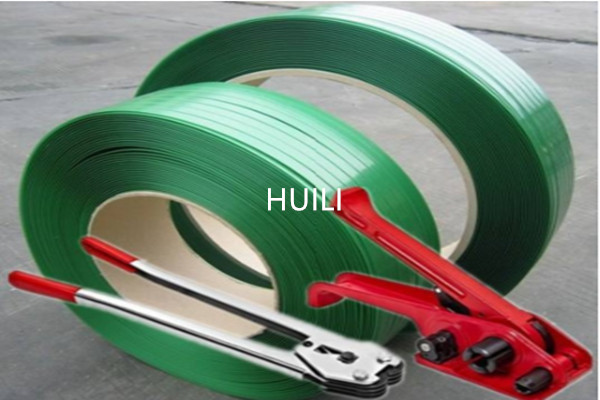 Green PET Packing Band For Machines , Bright Colors PET Strapping Belt 20kg/roll