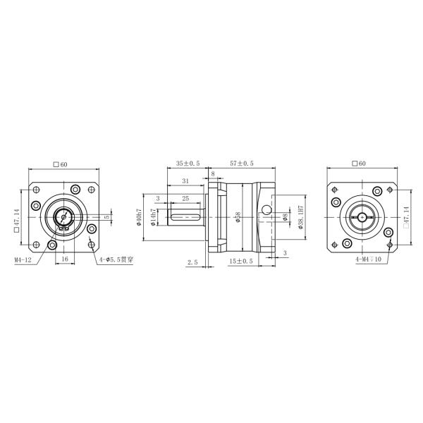 60mm Series High Torque Precision Planetary Gearbox 43 Rpm