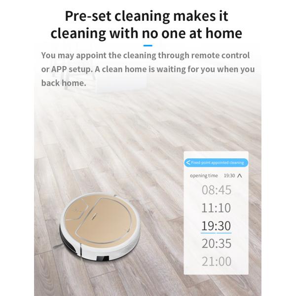 2000PA Floor Robot Vacuum Cleaner 28W Mobile APP Control For Thin Carpet