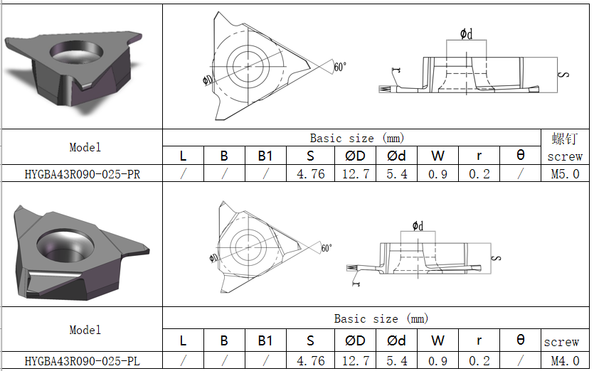 CNC Grooving Insert with PVD Coating HYGBA43R090-025-PR HYB208, Suitable For Difficult-to-machine Materials Except High-temperature Alloys.