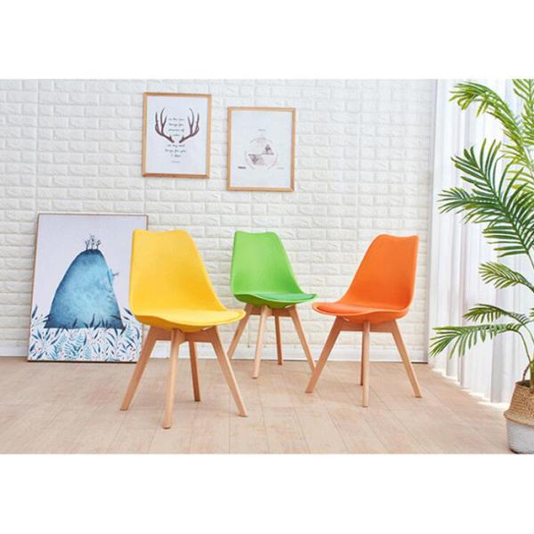 Red Beech Legs Tulip Dining Chair