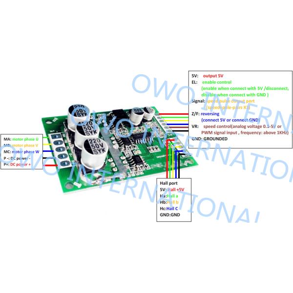 1 - 15A Brushless Motor Driver Board , 12V - 36V DC Bldc Motor Driver Control
