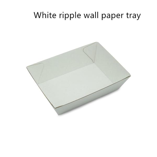 Rectangular White Paper Food Serving Tray Height 47mm