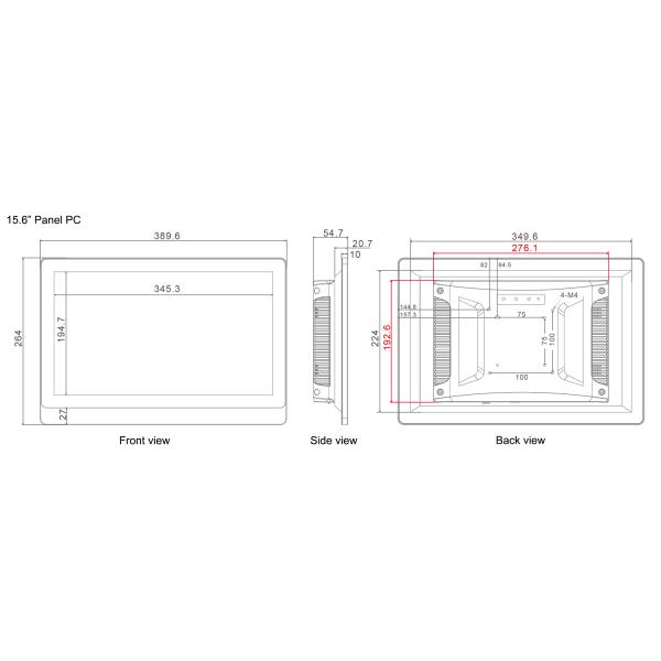 400cd/m2 Industrial Touch Panel Computer , 15.6'' Industrial All In One Pc 12-24V