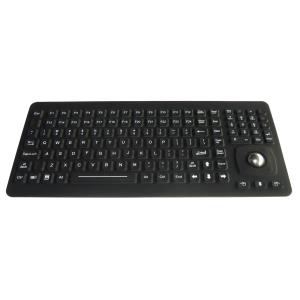 Ruggedized Silicone Rubber Keyboard With Optical Trackball Panel Mount