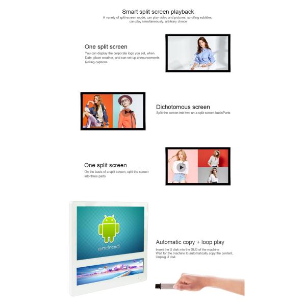 Elevator Digital Advertising Equipment White Colour 21.5" 3 Small 7" Lcd Screen