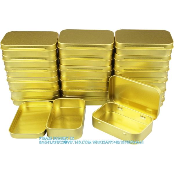 Metal Rectangular Empty Hinged Tins - Pack Of 40 Silver Mini Portable Box Small Storage Kit & Home Organizer With Lids