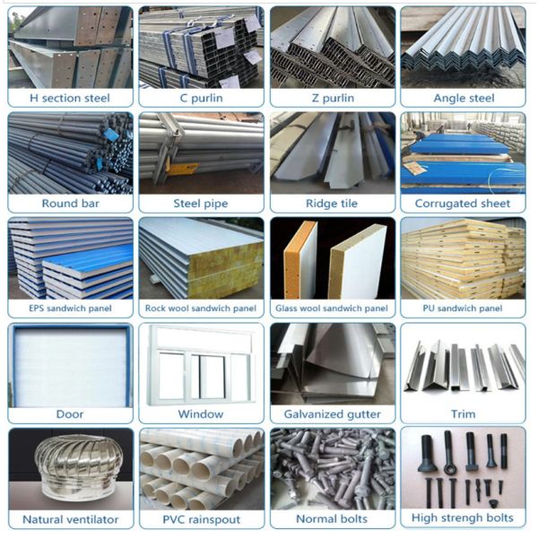 Customized Construction Prefabricated Steel Structure Warehouse With Fire-Proof Panel