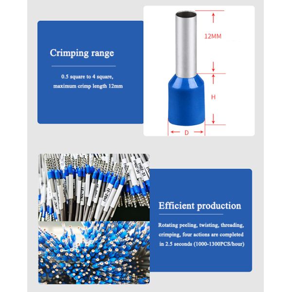 Pre Insulated Ferrule Connector Wire Striping And Crimping Machine