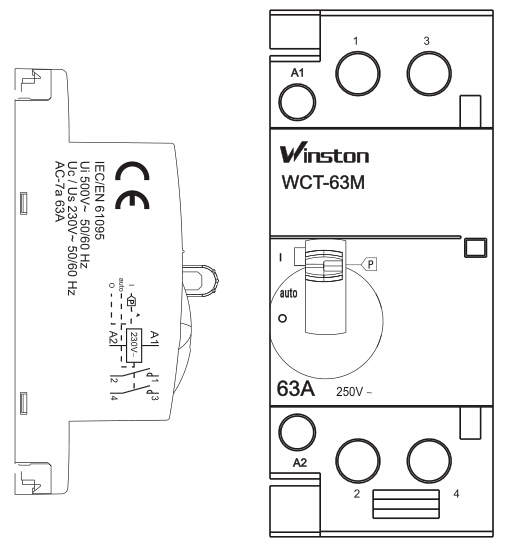 Modular Homes 2NO 24V Electrical 63A Manual 2 Pole Building Contactor / magnetic contactor