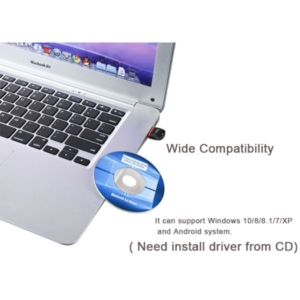 5VDC EDR 5.0 Bluetooth Dongle For Desktop Windows 10 33ft Transmission Range