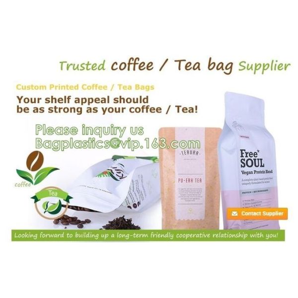 Eco Recyclable Reusable Resealable Doypack Coffee Tea Bag Red Stand up Pouch with Valve and k Chocolate, Potato