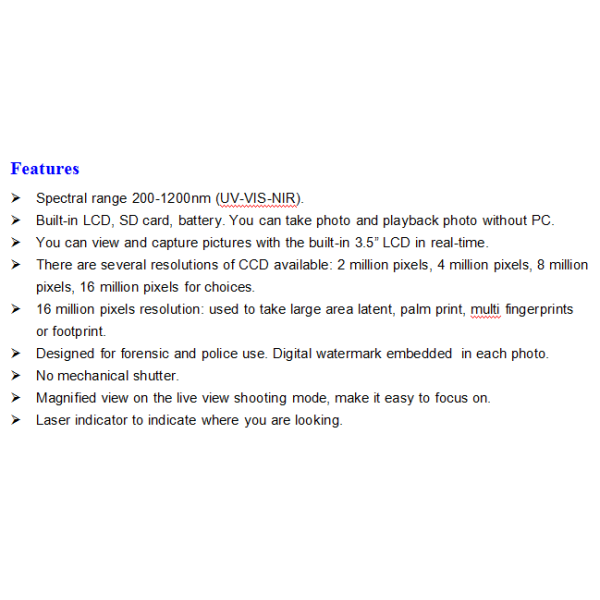 2056 X 2048 Image Resolution Forensic Equipment Tripod Fixed Mode USB 2.0