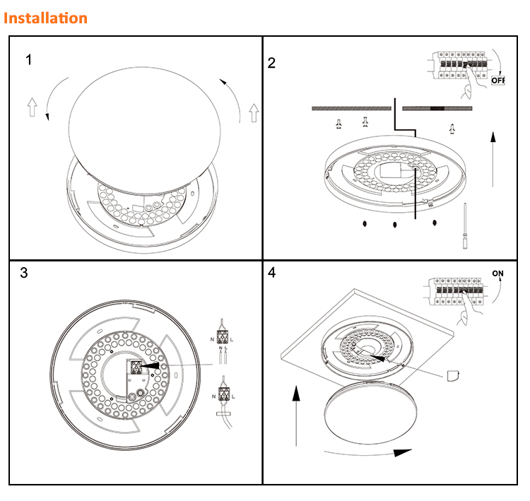 15W 28W Round Sensor Ceiling Light IP54 Dimmable Motion Activated Ceiling Light