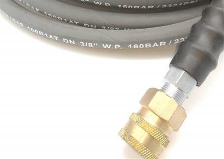 Buy 50 FT ID 3/8" 4000 PSI Wire Braid Pressure Washer Hose With Brass Coupler at wholesale prices