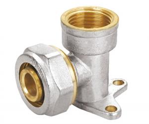 Quality Brass Pex Al Pex Pipe Fittings , Nickel Plated Female Wall Plate Elbow for sale