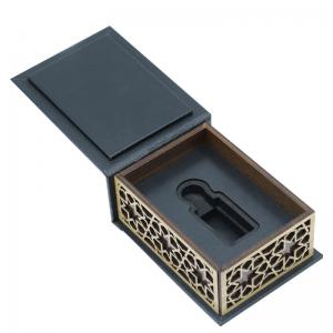 Quality Smart Small Perfume Box Blue Gold Magnetic Gift Packaging for sale