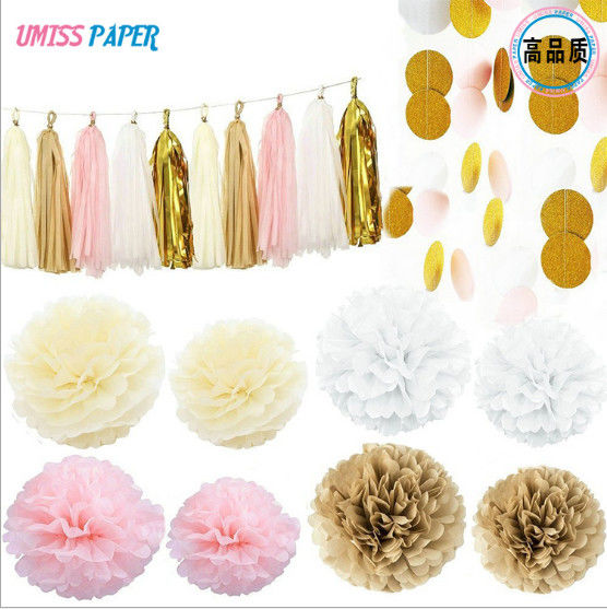Birthday party, wedding decoration items, set paper ball, paper string, paper lantern 15 combinations of a box