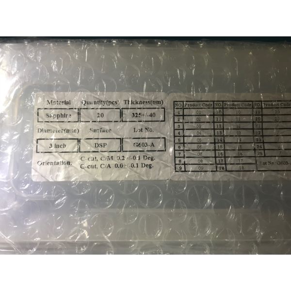 3Inch R-axis 76.2mm Al2O3 Sapphire Crystal Wafers Custom Sapphire Glass SSP 0.43mm