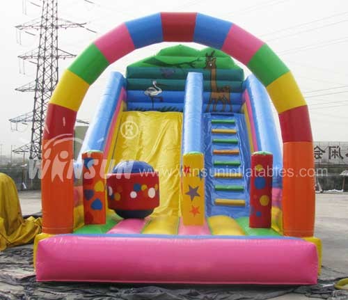 Rainbow Style Inflatable Dry Slide , Non Toxic PVC Blow Up Slide