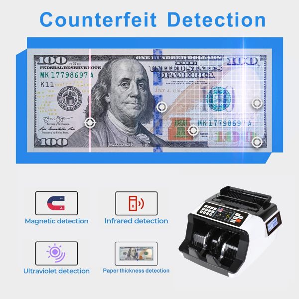 IR DD TFT Cash Counting Money Counter Machines With Denomination MOP GBP USD