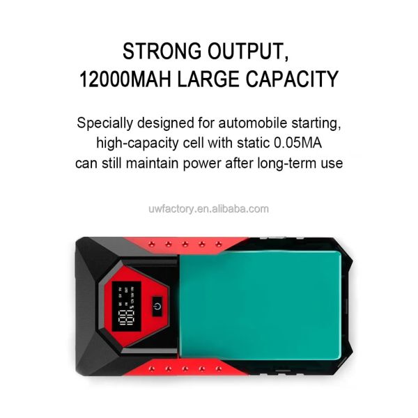 20000mAh Hybrid ESS Car Battery Jump Starter Power Bank With Tire Portable Car Jump Starter And Air Compressor Peak 600A
