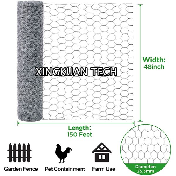 Hexagonal HDG Chicken Wire Mesh For Poultry Netting 10m 20m Length