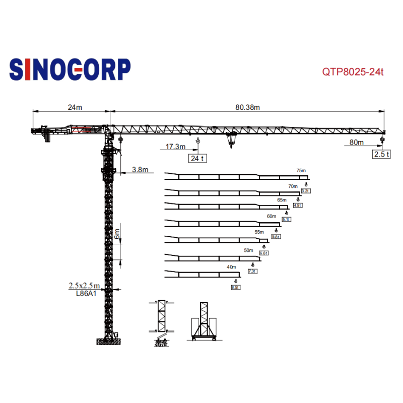 Flat Top Type Tower Crane Topless