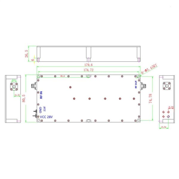 Anti-Drone 1.2g 2.4G 5.2g 5.8g 20W 50W 100W GaN RF Power Amplifier Module for Anti Fpv Defense System UVA Jammer