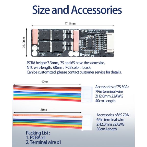 BMS 7S 50A 29.4V Lithium Battery BMS For Ebike Battery Lifepo4 Lithium Ion Battery
