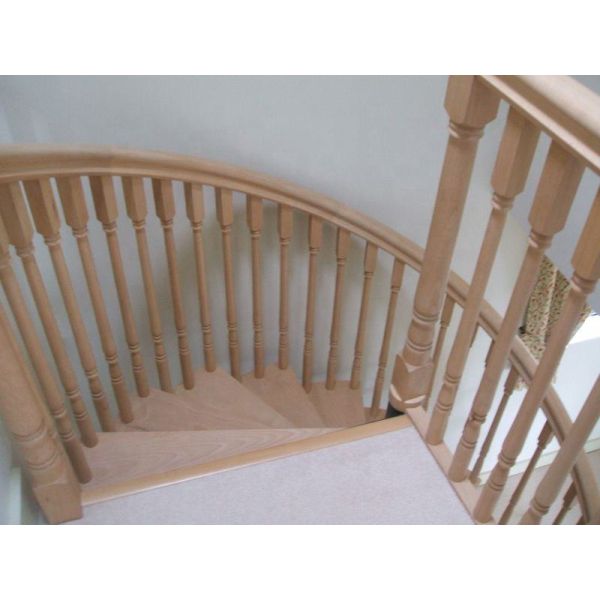 Solid Oak Tread Timber Spiral Stair Interior Room Easy Install