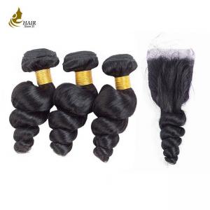 China Natural Black Virgin Human Hair Bundles 100% Remy Natural Wave on sale